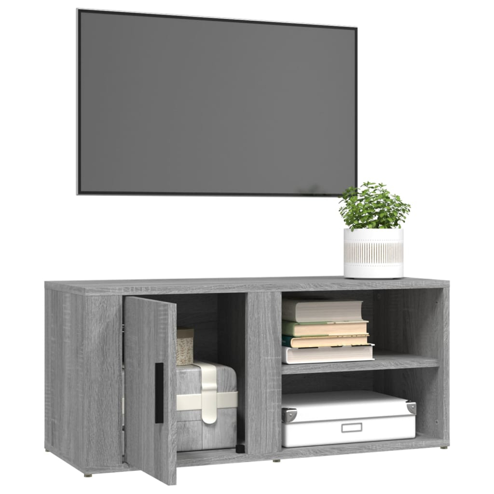 vidaXL Single Door 2 Shelf Grey Sonoma TV Cabinet Set of 2 Image 5