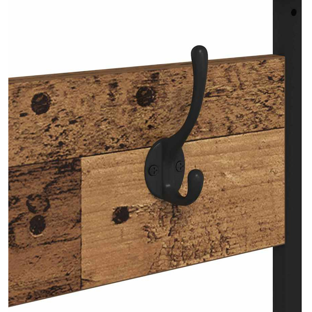 vidaXL 2 Shelf Old Wood Clothes Rack with Hanging Hooks Image 5