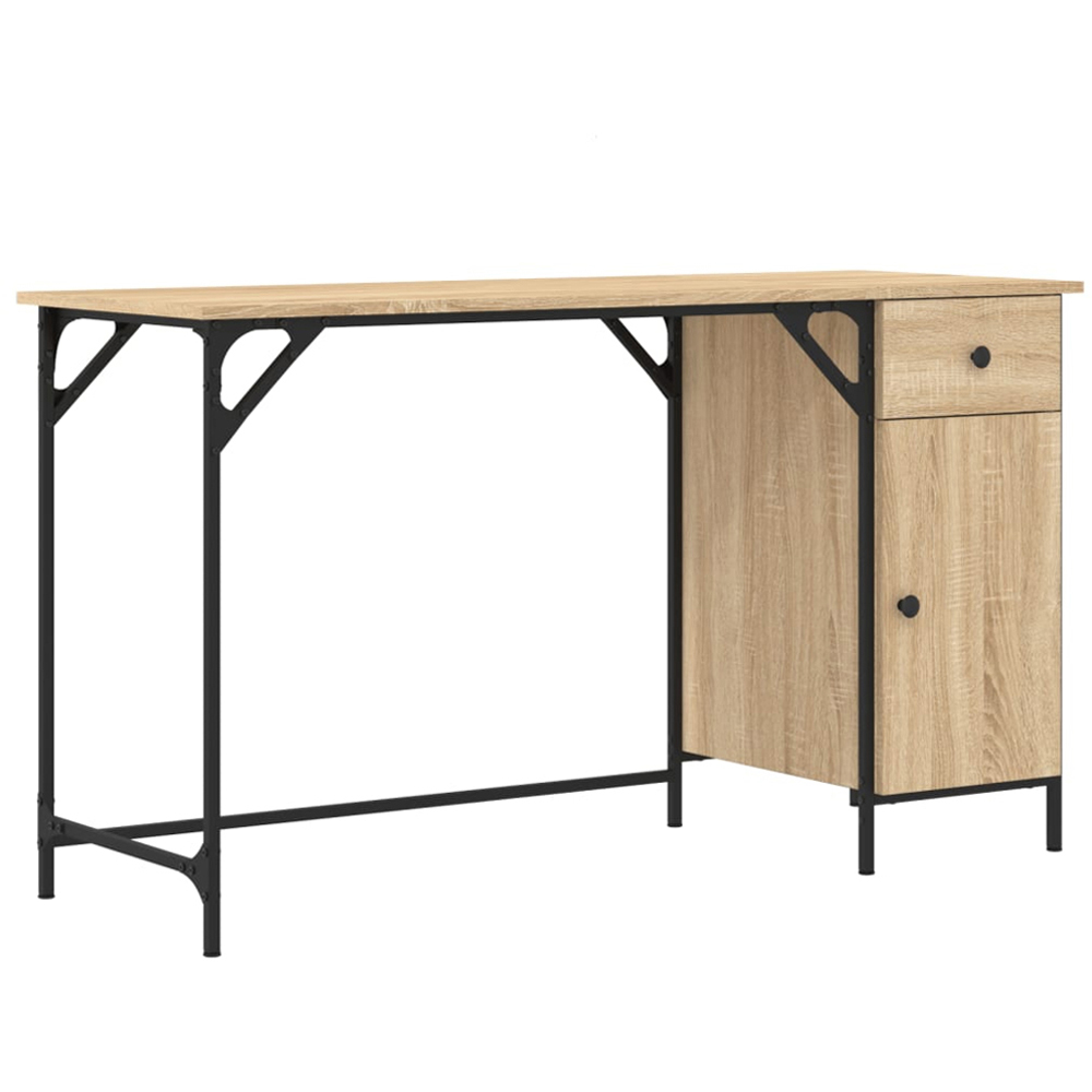 vidaXL Single Door Single Drawer Computer Desk Sonoma Oak Image 2