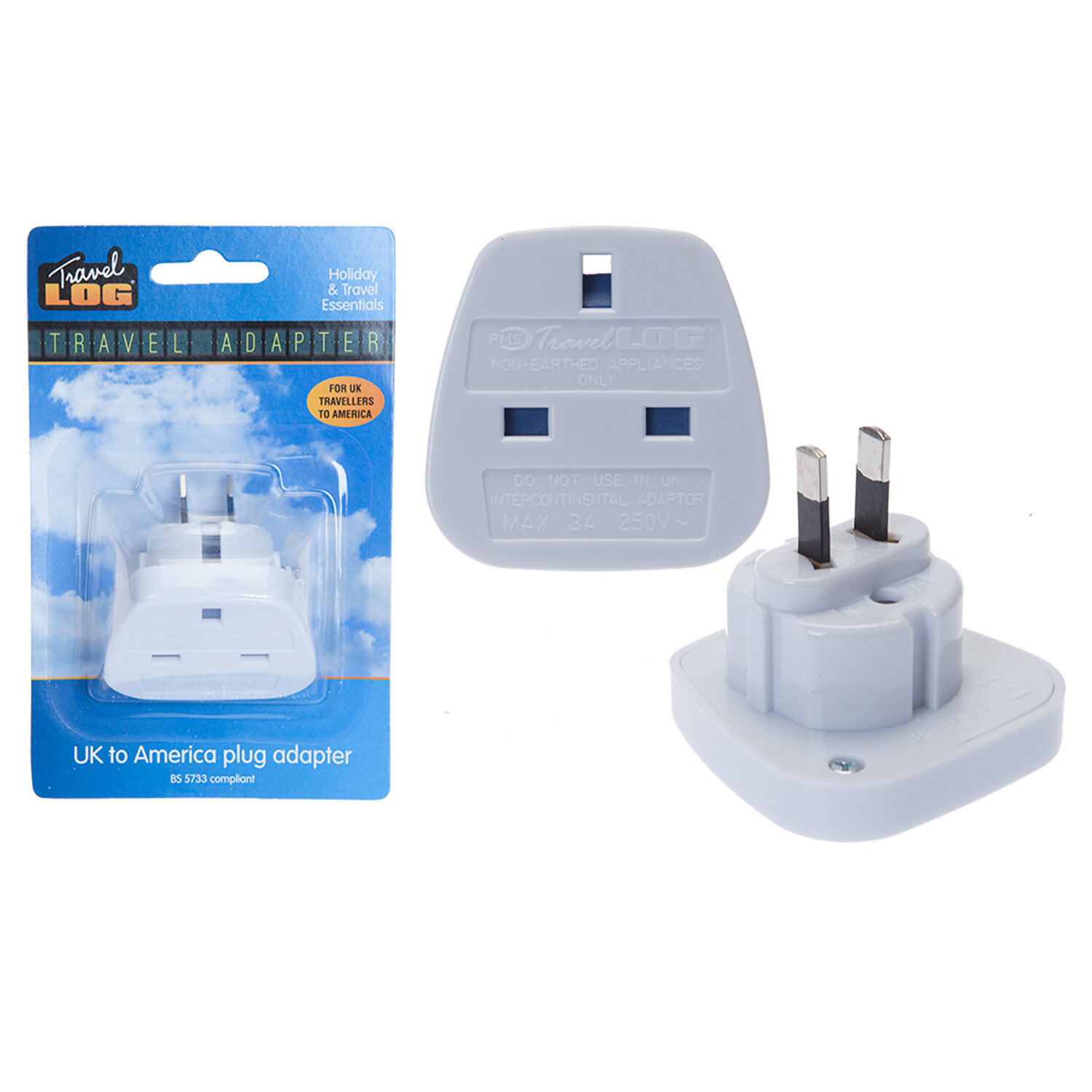 UK to USA Adaptor - White Image