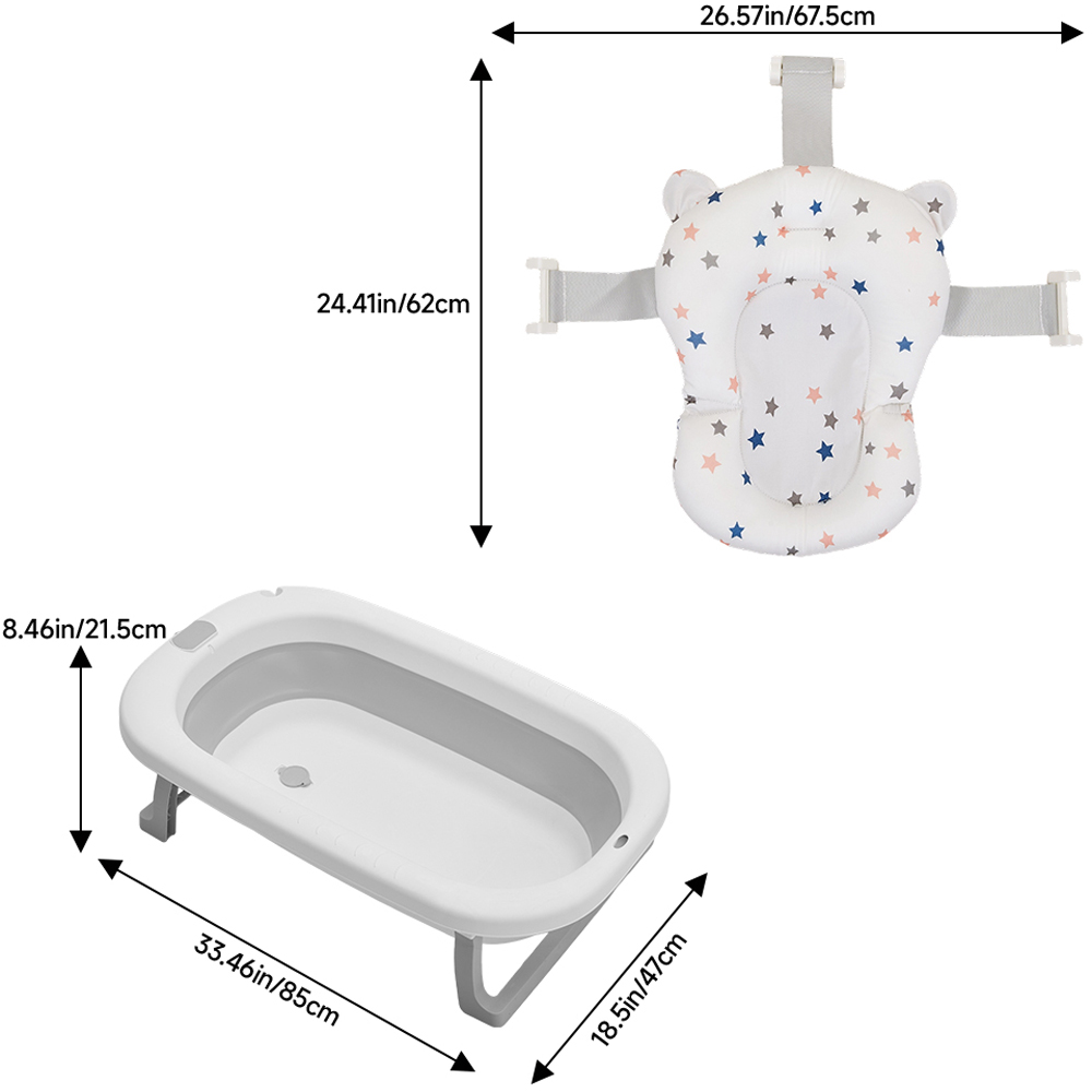 H&O Direct Grey Non-Slip Foldable Baby Bathtub Image 6