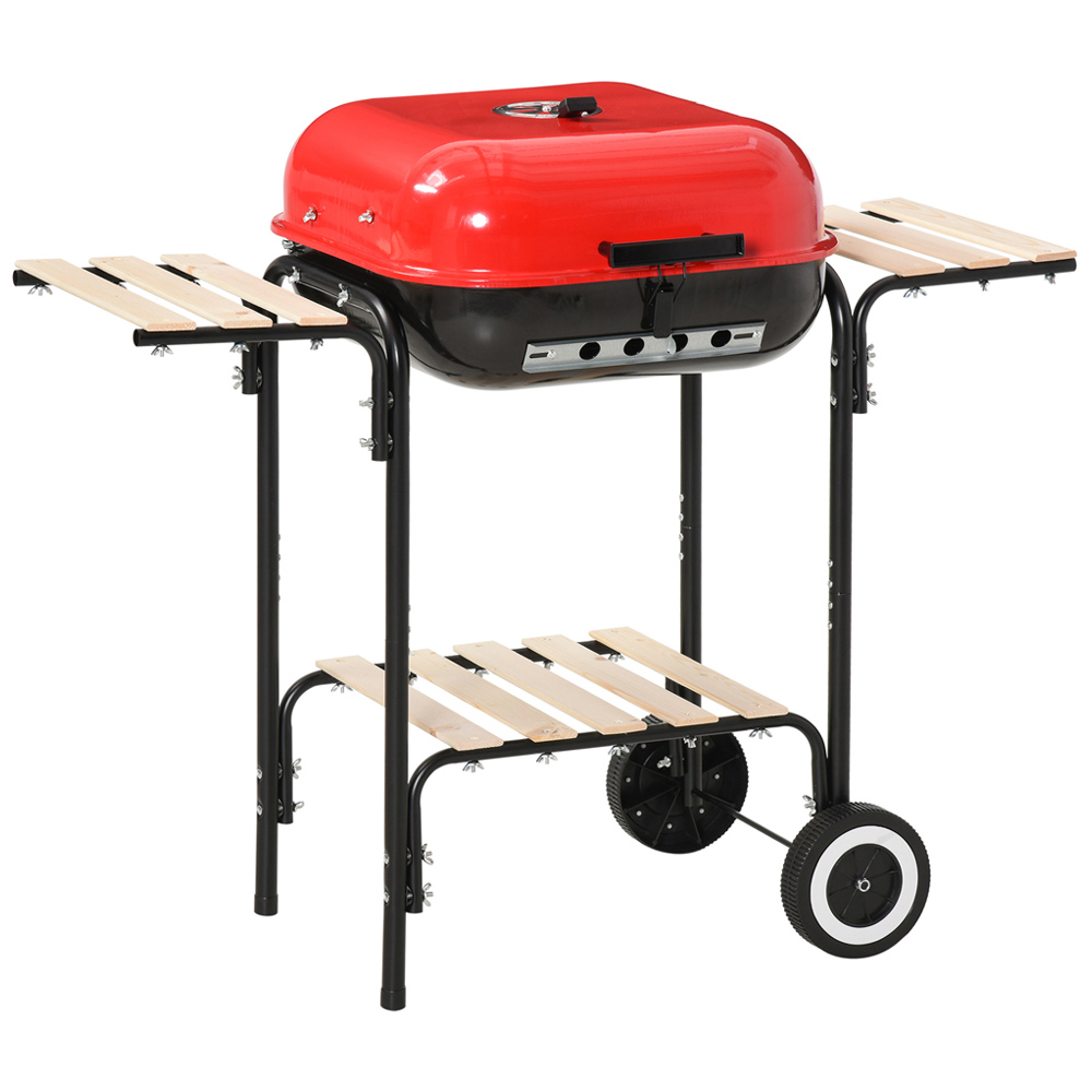 Outsunny Red and Black Steel Portable Charcoal BBQ Grill Image 1