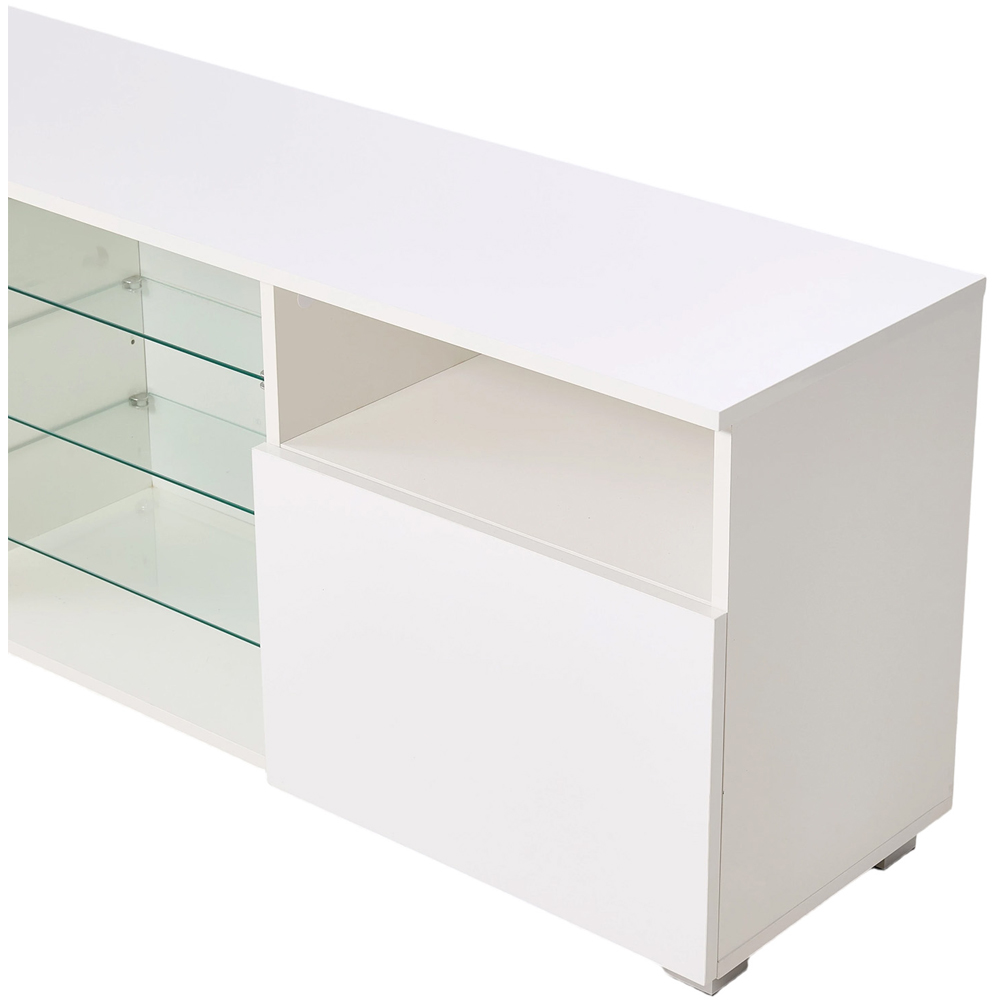 Living and Home 2 Door 6 Shelf White TV Stand with RGB LED Lights and Music Sync Image 5