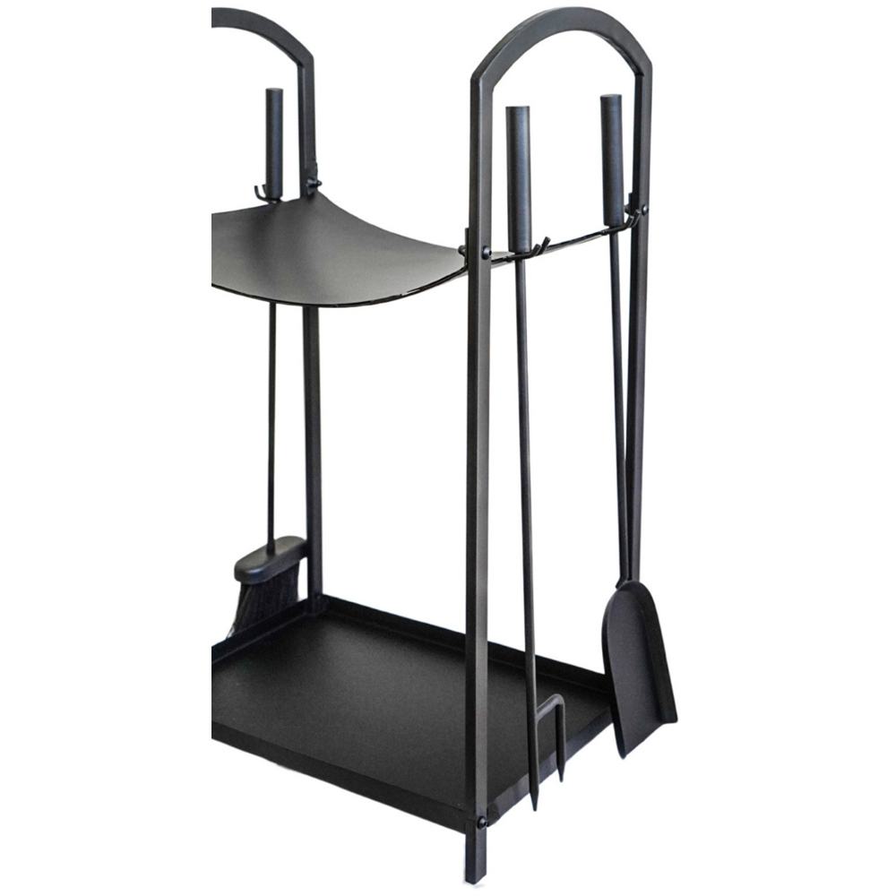 Ivyline Black Metal Curved Log Holder with Companion Set 71 x 39cm Image 3