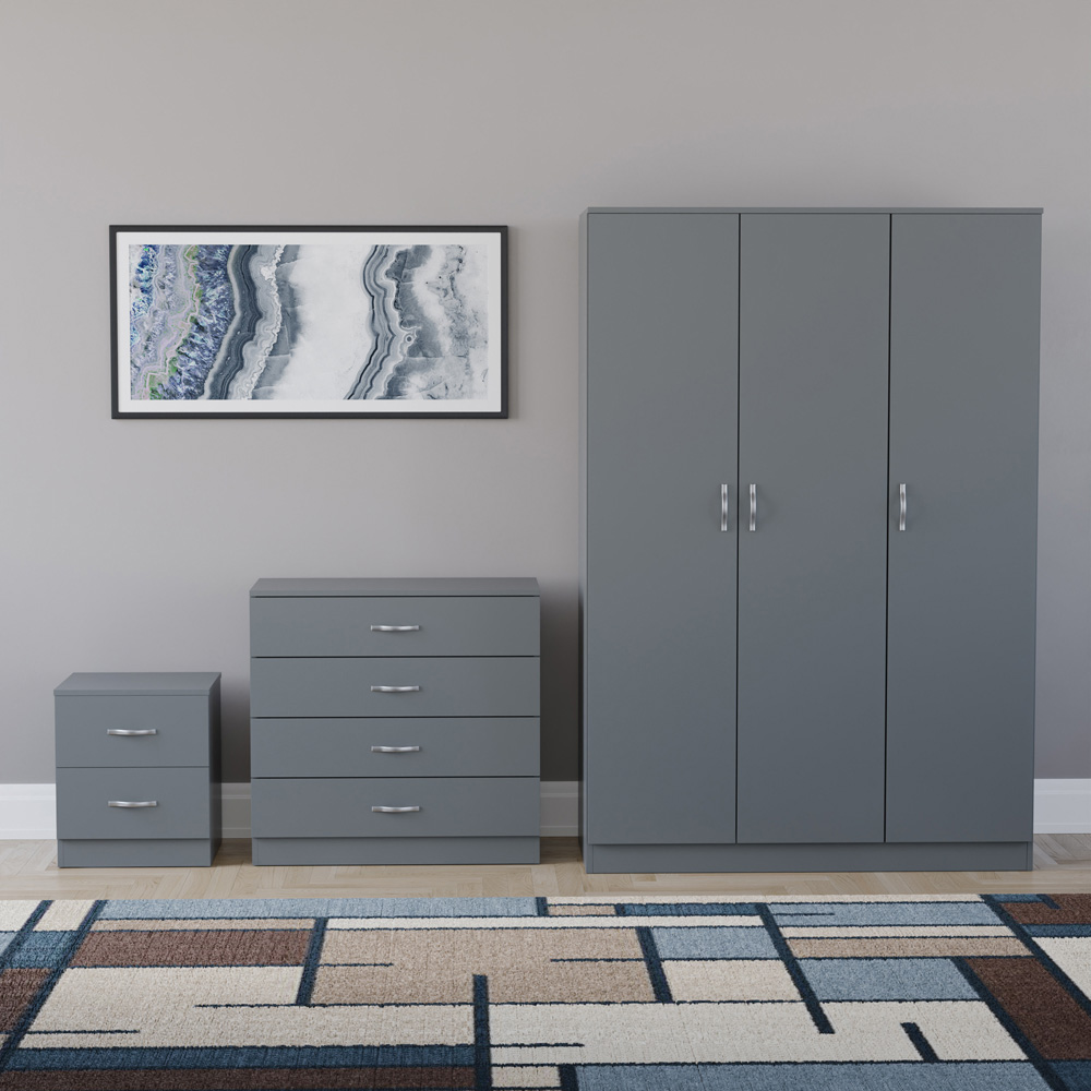 VIDA DESIGNS Riano Grey 3 Piece Bedroom Furniture Set Image 2