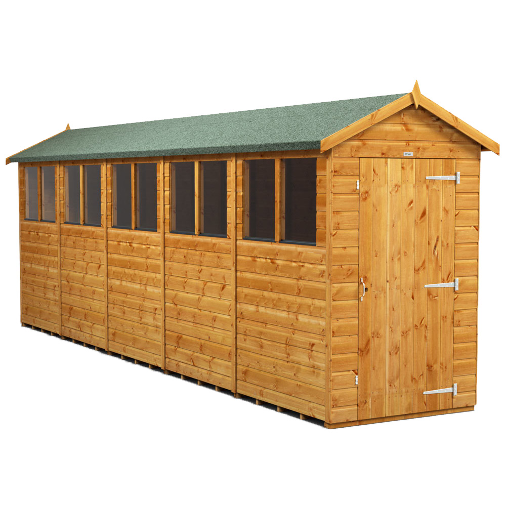 Power Sheds 20 x 4ft Apex Wooden Shed with Window Image 1