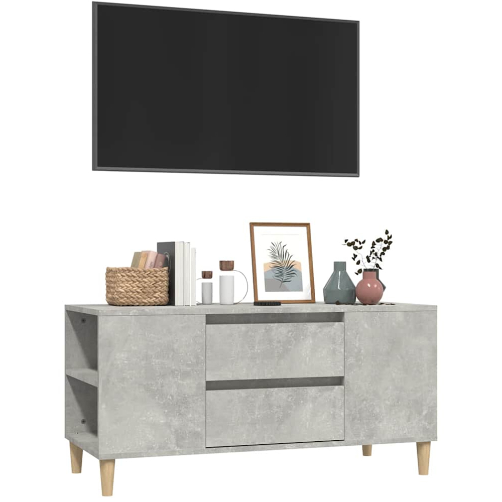 vidaXL 2 Drawer 4 Shelf Concrete Grey TV Cabinet Image 3