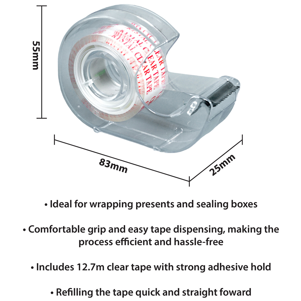 Xmas Haus Tape Dispenser with 41.66ft Clear Tape Wilko
