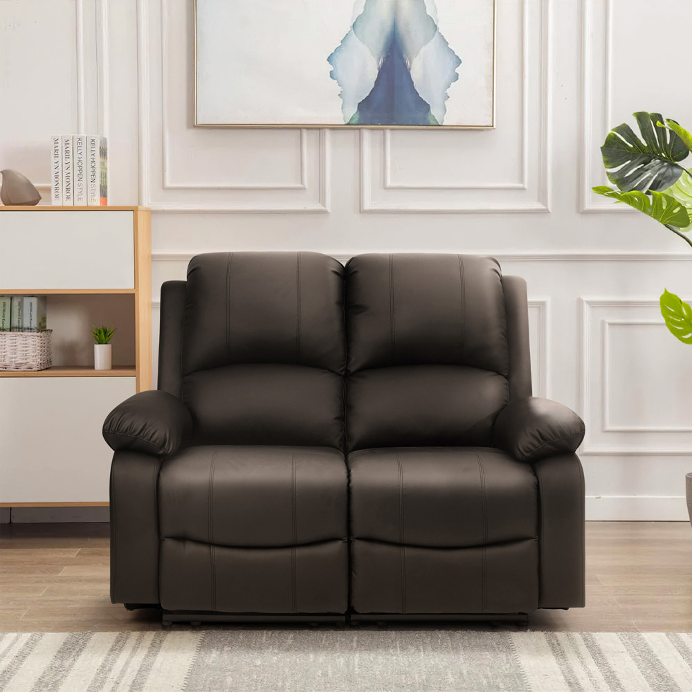 Comfy Living 6 Seater Brown PU Leather Electric Recliner Sofa Set Image 5