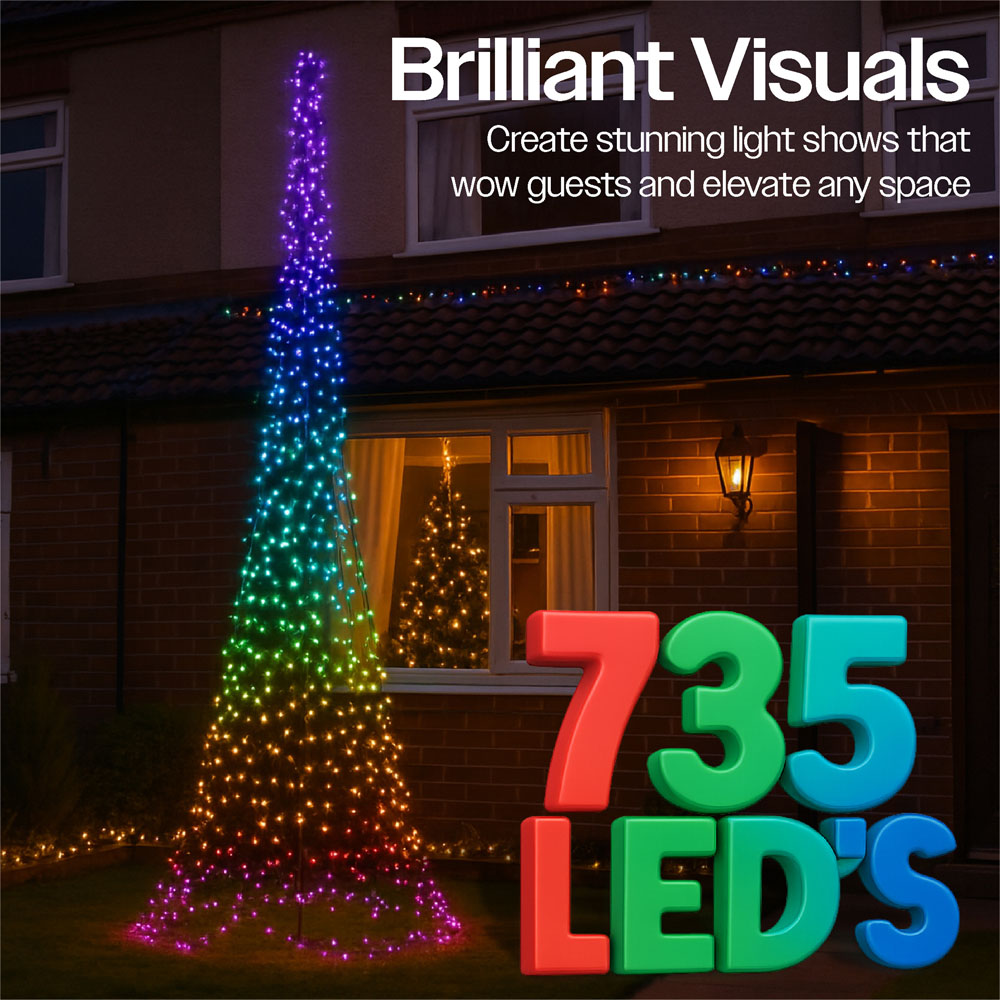Xmas Haus 735 RGB Micro Seed LED Grass Mounted Flagpole Light Tower 10ft Image 3