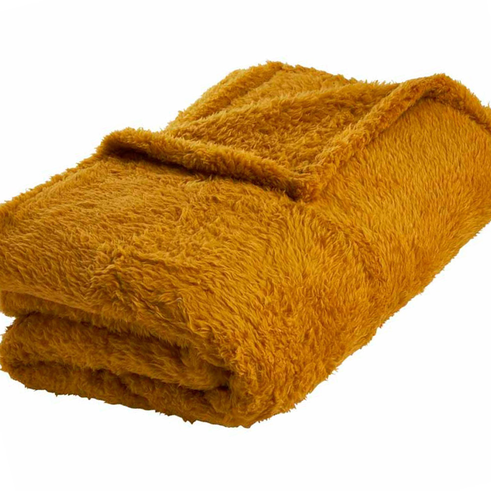 Wilko Ochre Teddy Throw 130 x 170cm Wilko