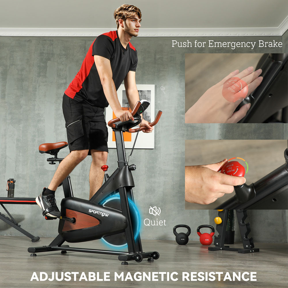 SPORTNOW Black Quiet Stationary Exercise Bike Image 4