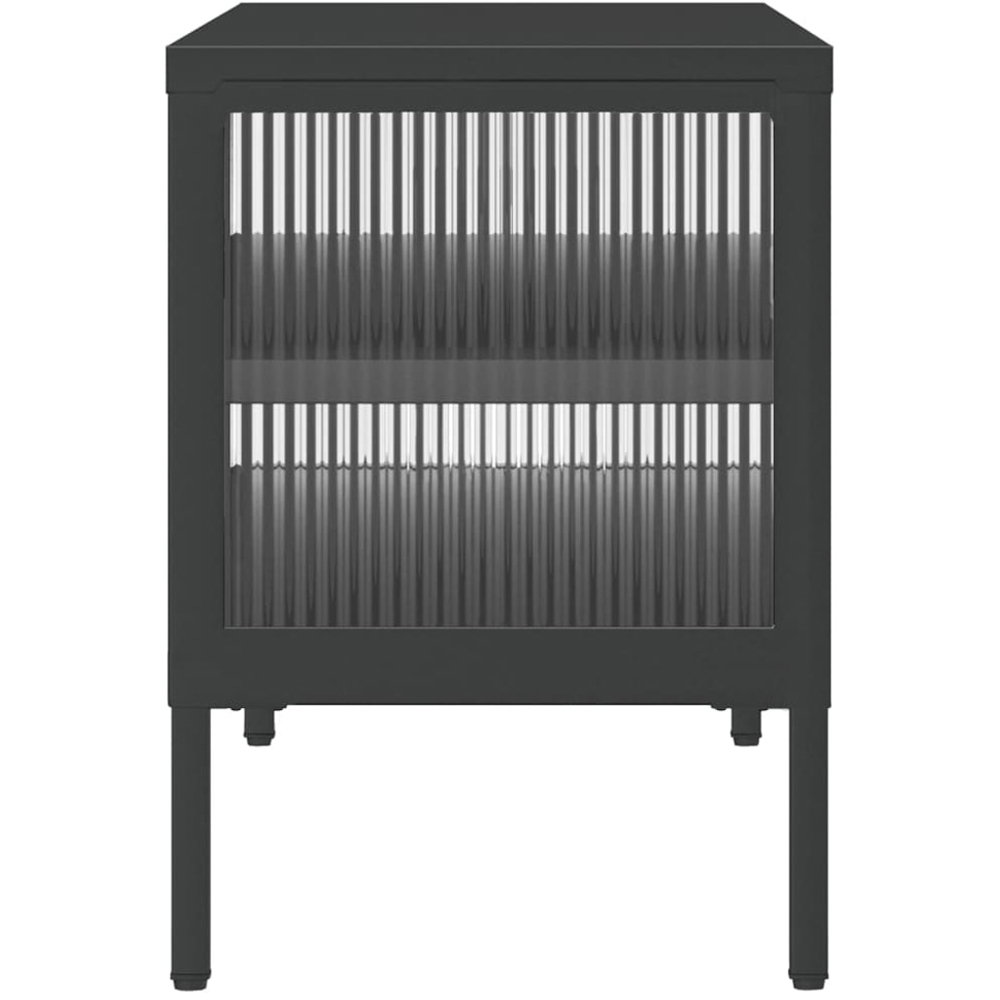 vidaXL 2 Door Black Fluted Glass and Steel TV Cabinet Image 5