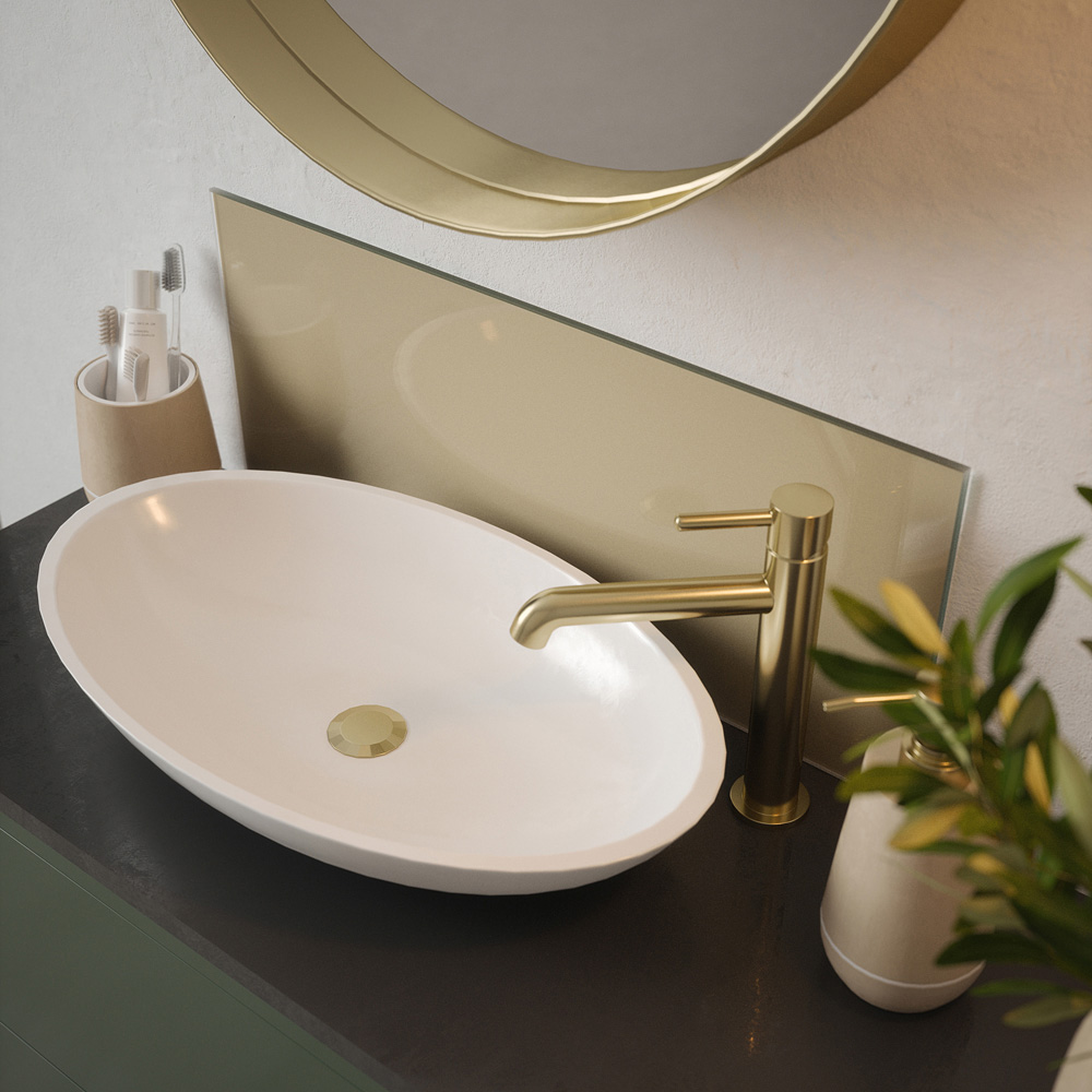 Light Gold Glass Bathroom Splashback 600 x 250 x 4mm Image 2
