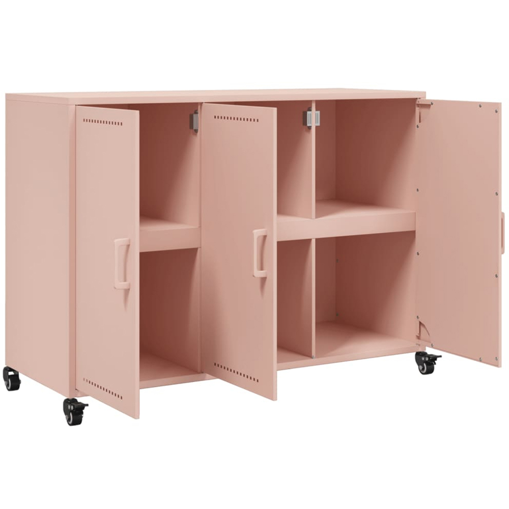 vidaXL 3 Door Pink Metal Sideboard Image 6