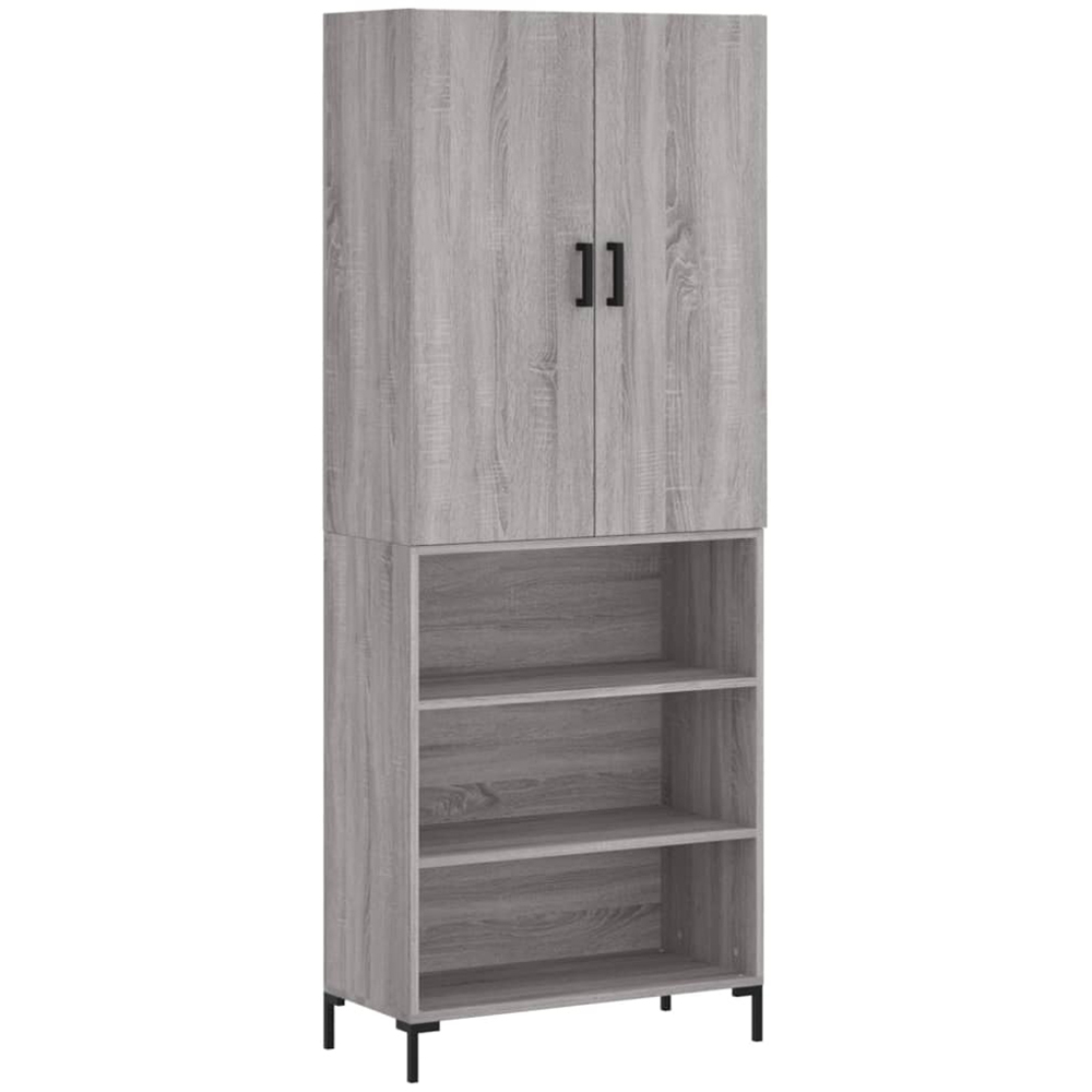 vidaXL 2 Door Grey Highboard Image 2