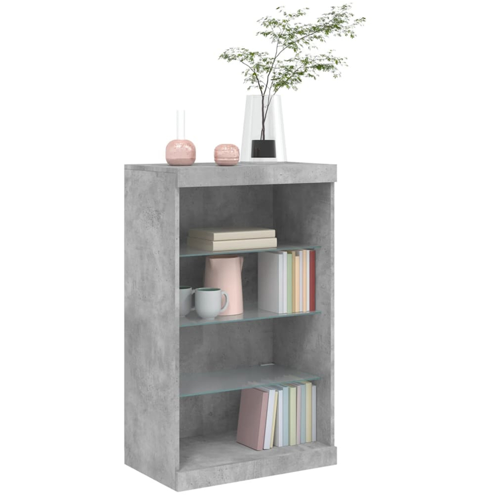 vidaXL 4 Shelf Concrete Grey Wooden Sideboard with LED Lights Image 3
