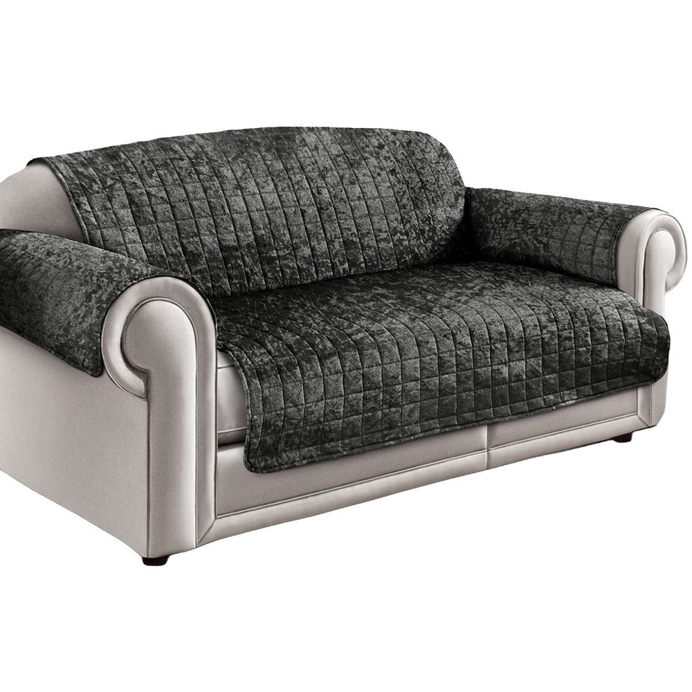 Homerepublic 2 Seater Charcoal Crushed Velvet Water-Repellent Sofa Protector Image 1