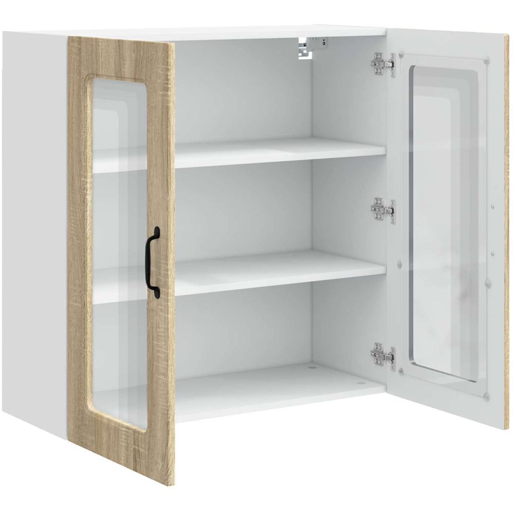 vidaXL 2 Glass Door Smoked Oak Kitchen Wall Cabinet Image 5