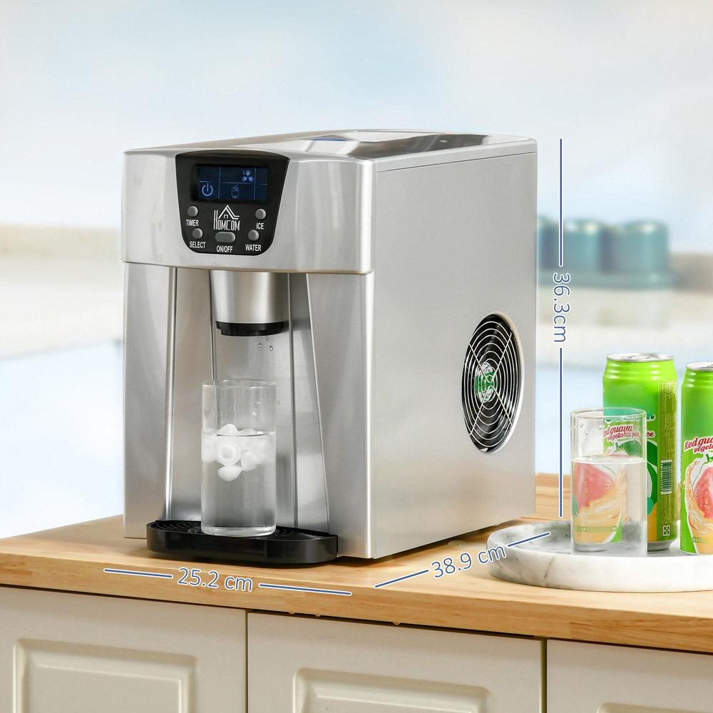 HOMCOM 800-141 Silver Ice Maker Machine and Water Dispenser 3L Image 9