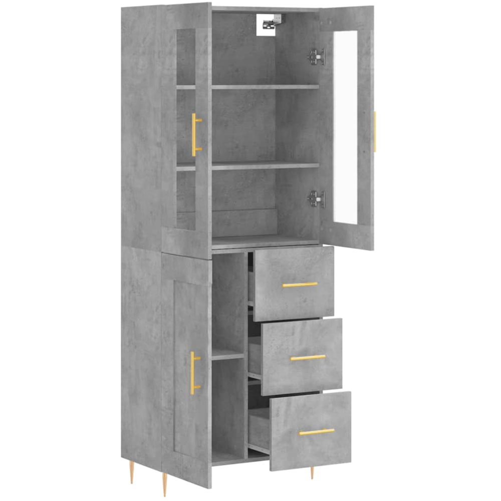 vidaXL 3 Door 3 Drawer Concrete Grey Highboard Image 4
