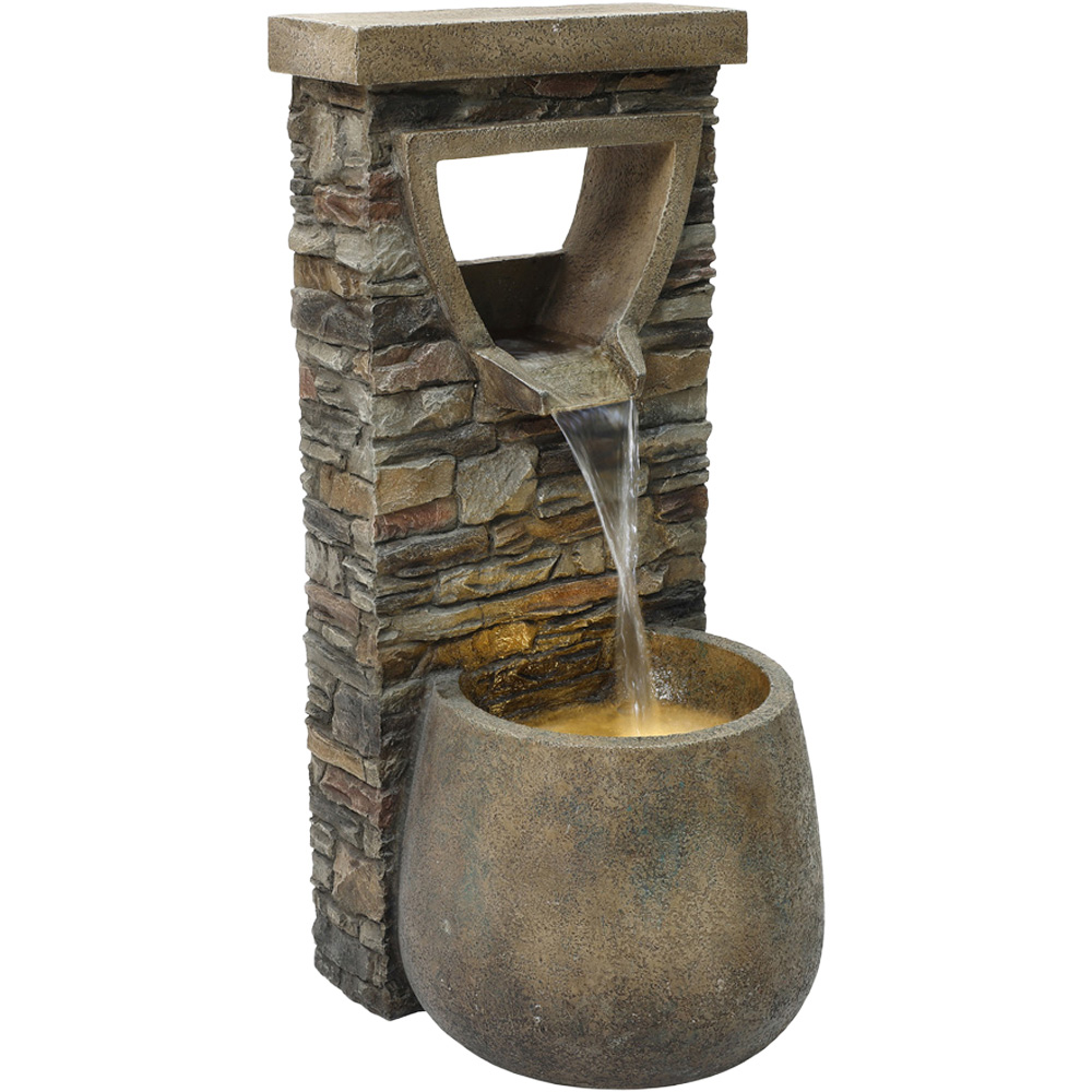 Charles Bentley Hybrid Stone Wall Effect Water Feature with LED Light Image 1