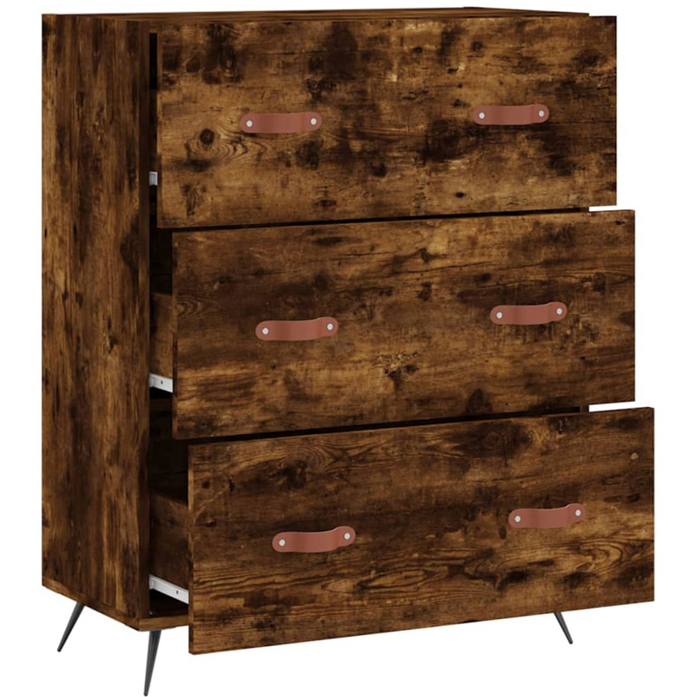 vidaXL 3 Drawer Smoked Oak Wooden Chest of Drawers Image 6
