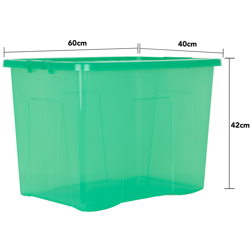Wham Crystal 80L Clear Green Stackable Plastic Storage Box and Lid Pack 4 Image 5