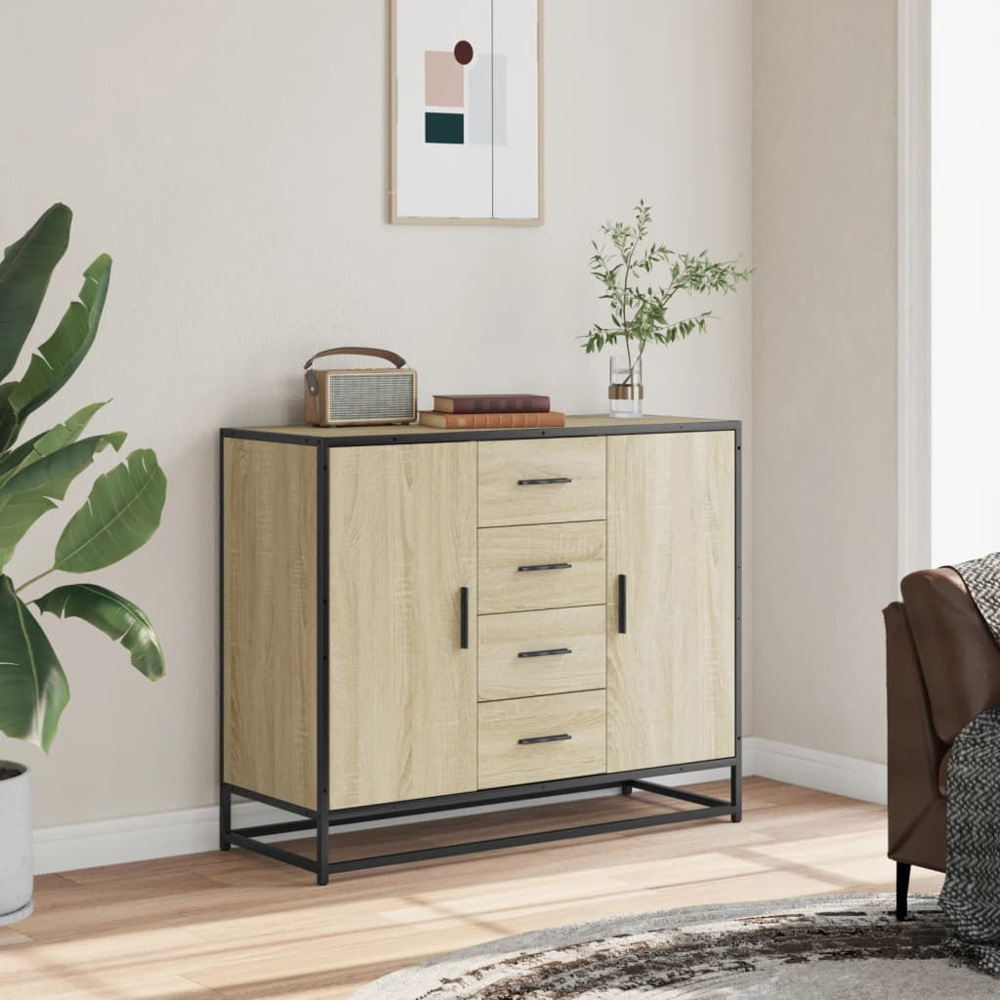 vidaXL 2 Door 4 Drawer Sonoma Oak Wide Sideboard Image 3