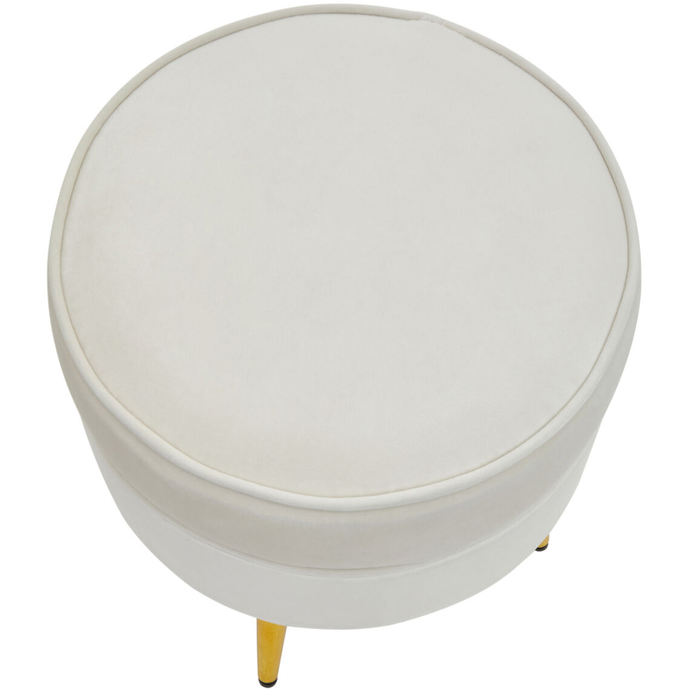 Premier Housewares Tamra Cream Velvet Round Padded Footstool with Gold Legs Image 3