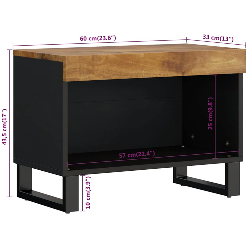 vidaXL Single Shelf Honey Brown Solid Mango Wood TV Cabinet Image 8