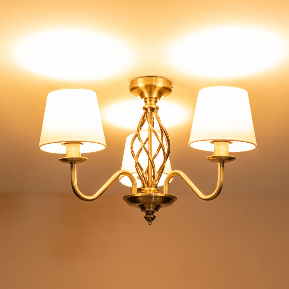 ValueLights Memphis Antique Brass Barley Twist LED Ceiling Lamp Image 3