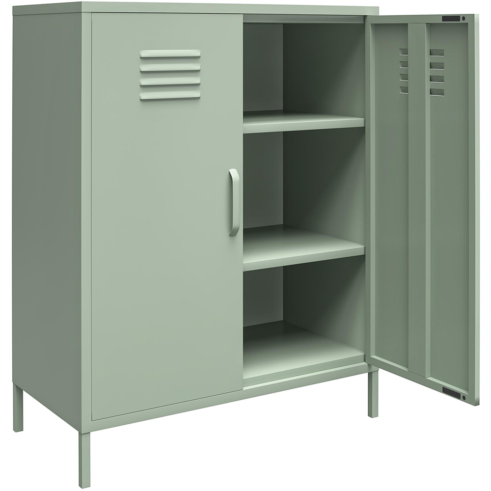 Dorel Mission District 2 Door 3 Shelf Painted Green Metal Storage Cabinet Image 4
