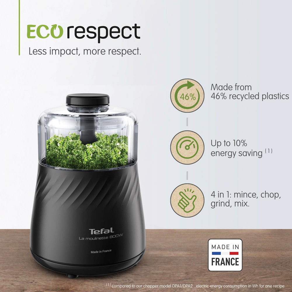 Tefal Eco Respect Moulinette MB710840 4-in-1 Black 500ml Chopper 1000W Image 2