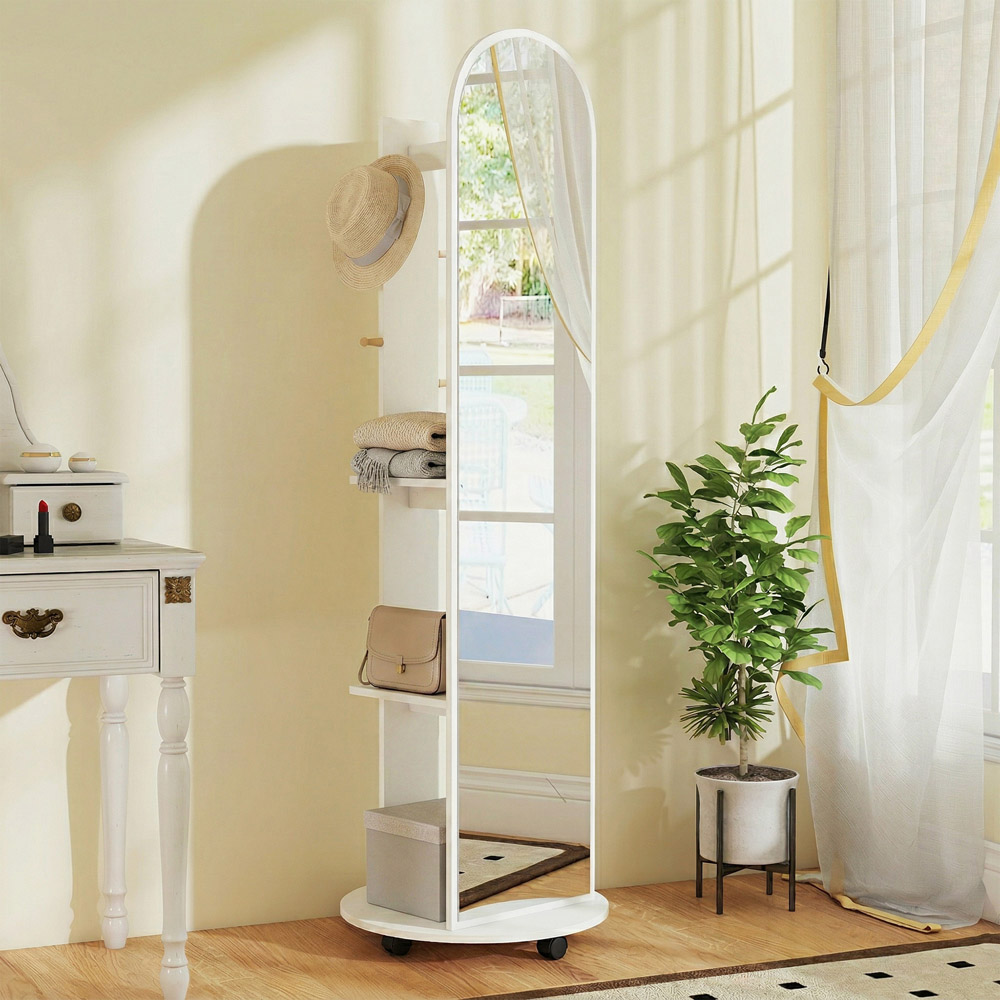 HOMCOM 2-in-1 White Full Length Mirror with Wheels Image 2