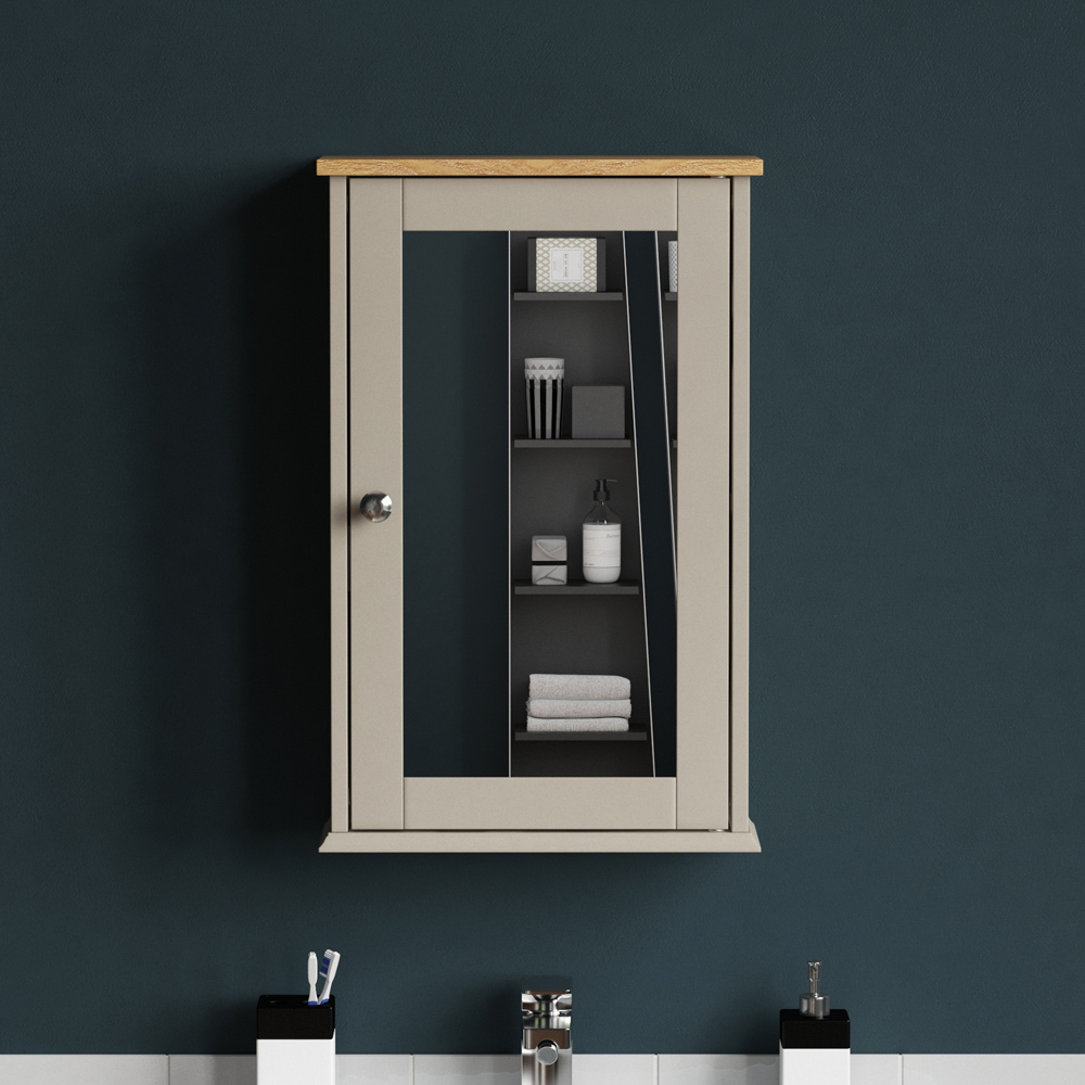 Lassic Bath Vida Priano Grey Single Door Mirror Bathroom Cabinet Image 4