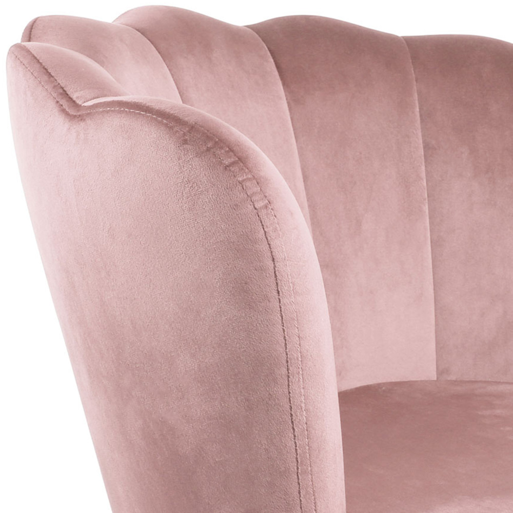 Flora Pink Velvet Scalloped Back Accent Chair Image 7