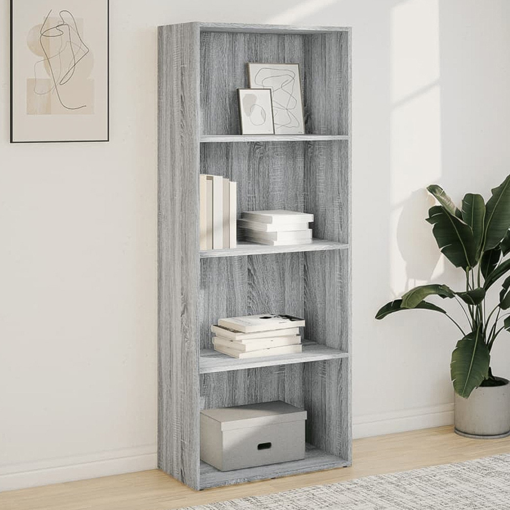 vidaXL 4 Shelf Grey Sonoma Bookcase Image 1