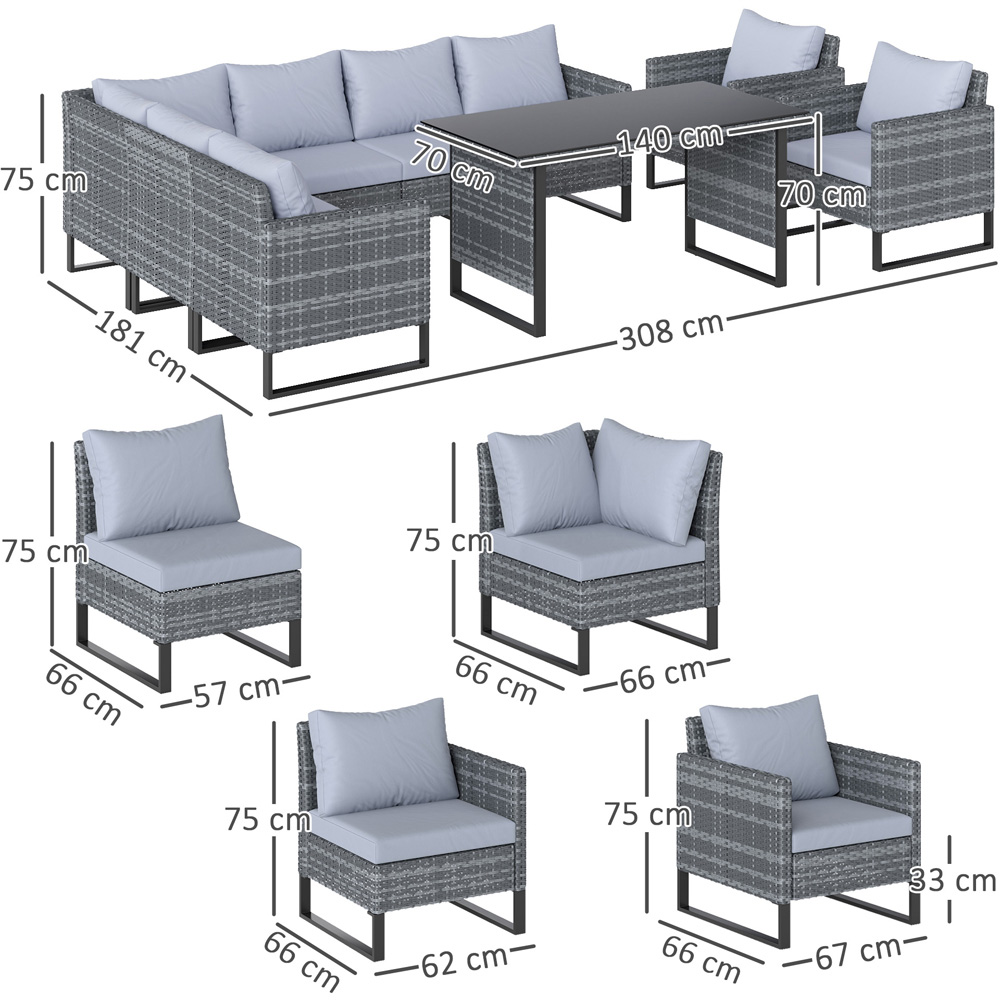 Outsunny 7 Seater Light Grey Sectional Outdoor Furniture Image 9