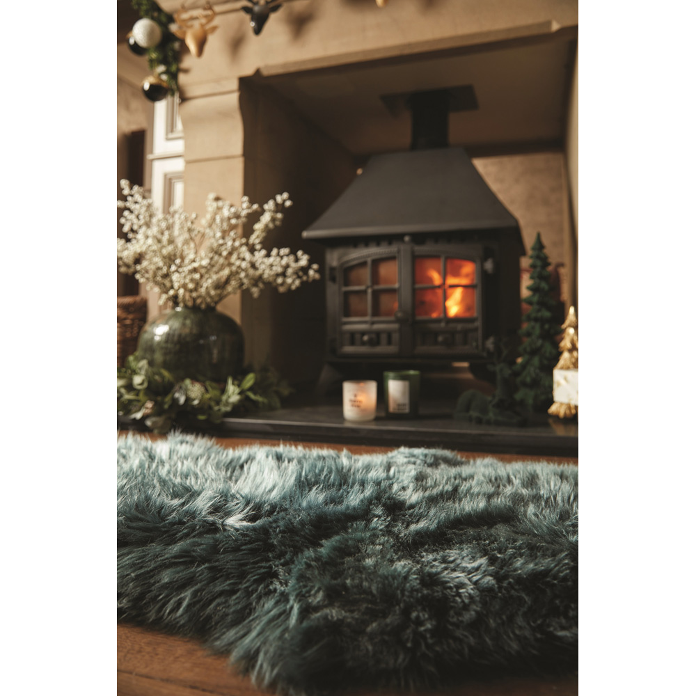 Origins Genuine Sheepskin Forest Green Quad New Zealand Wool Rug 160 x 105cm Image 4