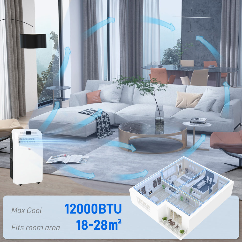 HOMCOM White 12000BTU Portable Air Conditioner and Dehumidifier Image 5