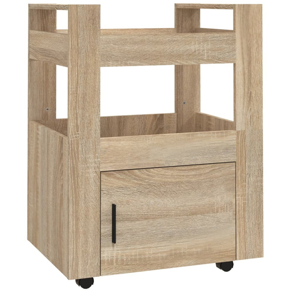 vidaXL Single Door 2 Shelf Sonoma Oak Kitchen Trolley Image 2