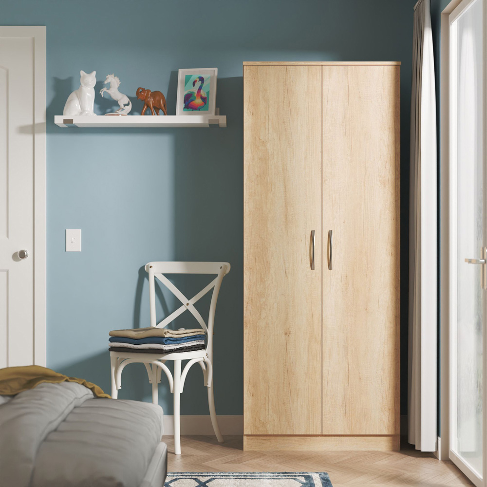 Crowndale Avon 2 Door Nebraska Oak Wardrobe Ready Assembled Image 8