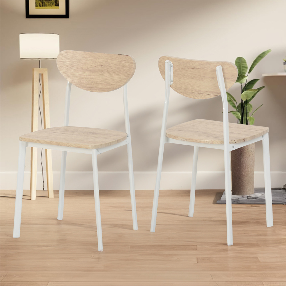 Seconique Riley Set of 2 White Light Oak Effect Veneer Dining Chair Image 1