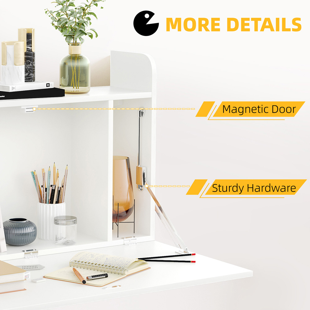 Portland Wall-Mounted Floating Drop-Leaf Table White Image 6