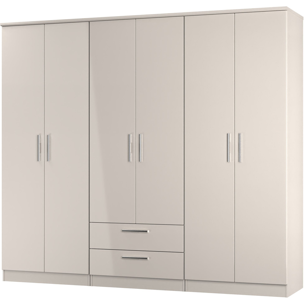 Crowndale Knightsbridge 6 Door 2 Drawer Kashmir Gloss Tall Wardrobe Ready Assembled Image 3