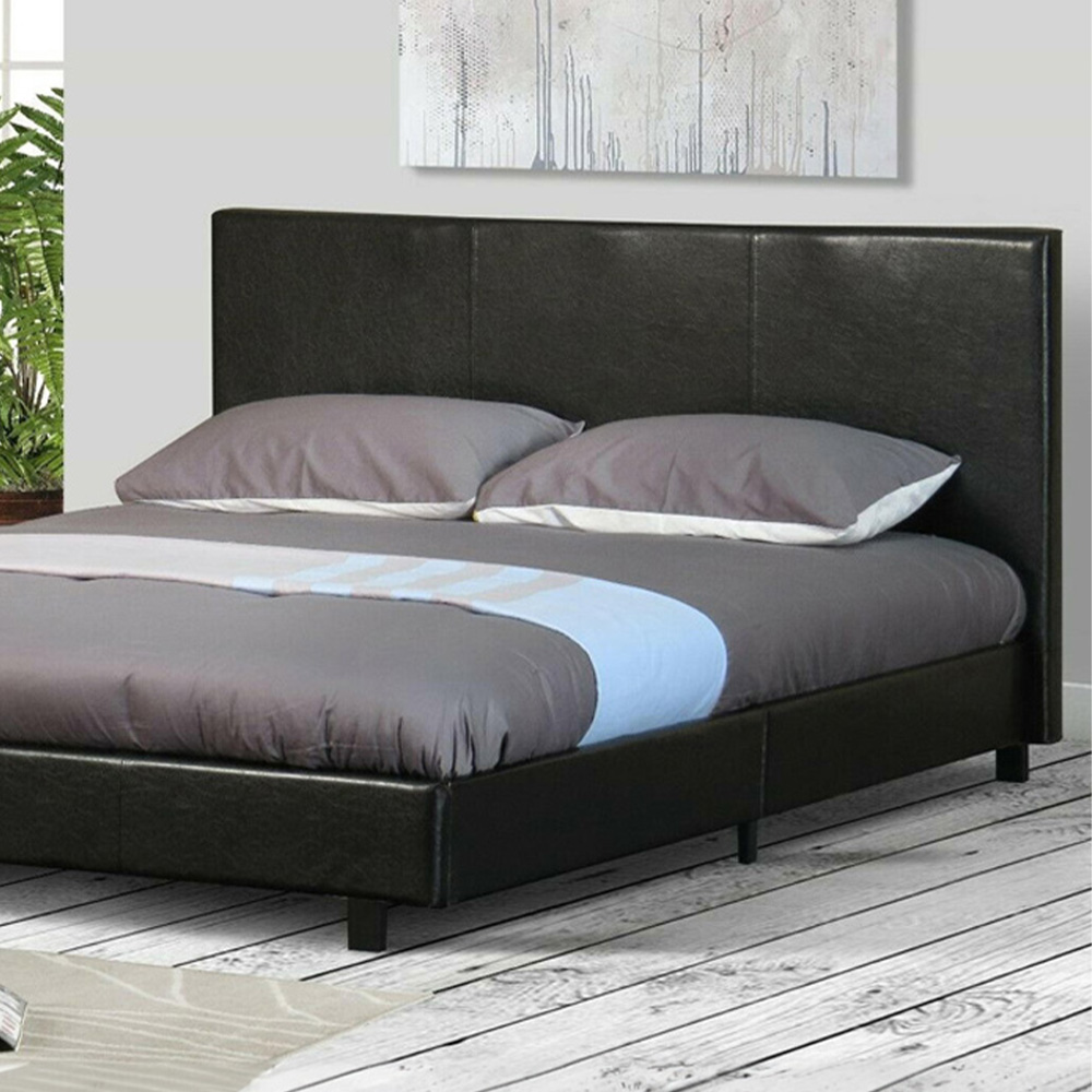 Brooklyn Double Black Faux Leather Ottoman Bed Image 2