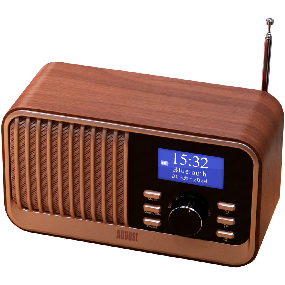 August MB450 Retro DAB DAB+ FM Radio Bluetooth Speaker with Dual Alarm Clock Image 2