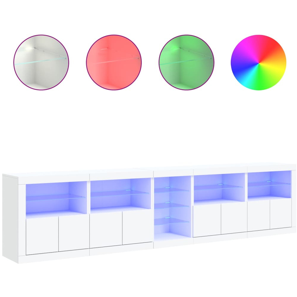 vidaXL 8 Door 12 Shelf White LED Sideboard 5 Piece Image 3