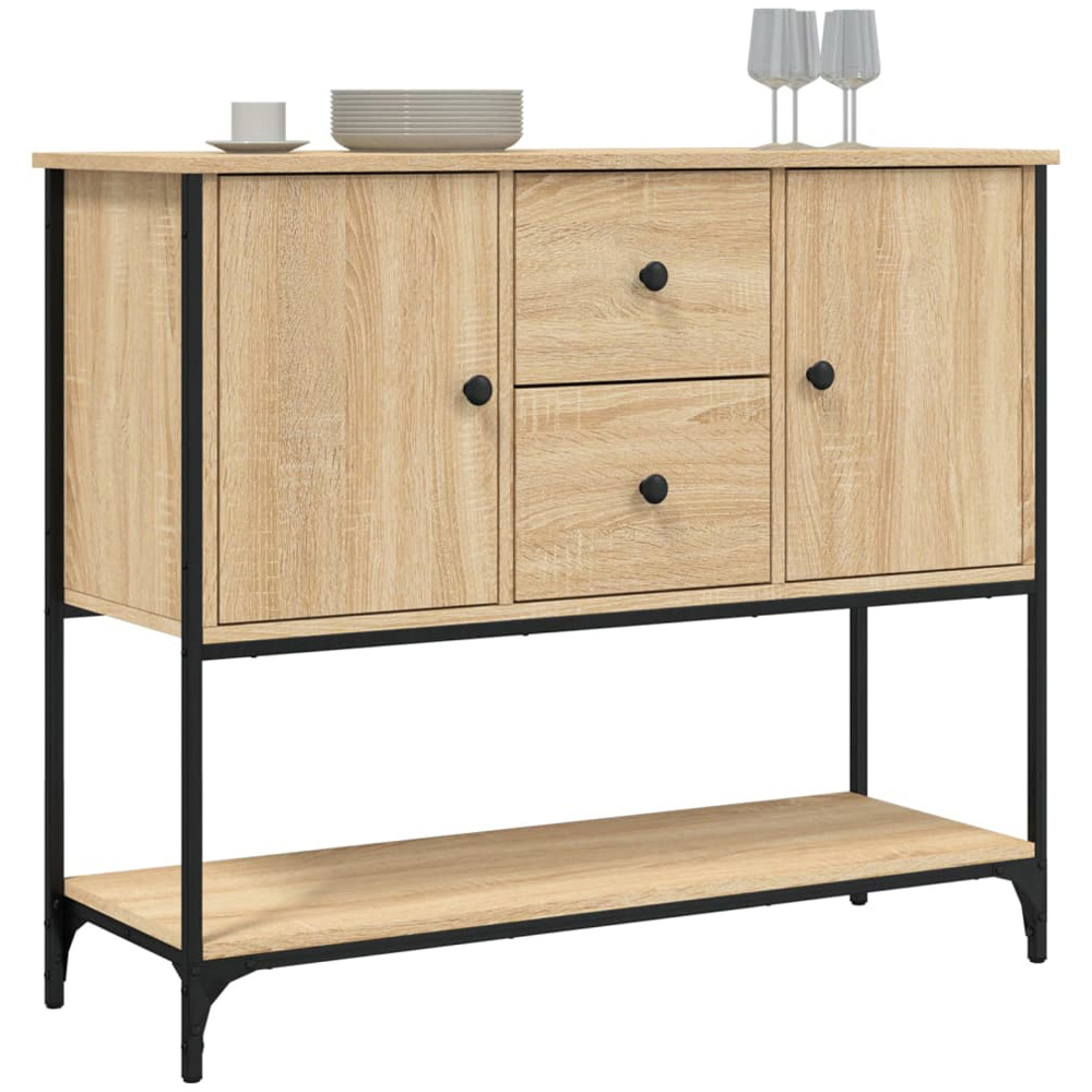 vidaXL 2 Door 2 Drawer Single Shelf Sonoma Oak Sideboard Image 3